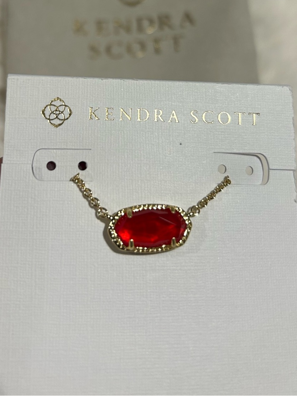 Kendra Scott Gold Necklace with Red Stone